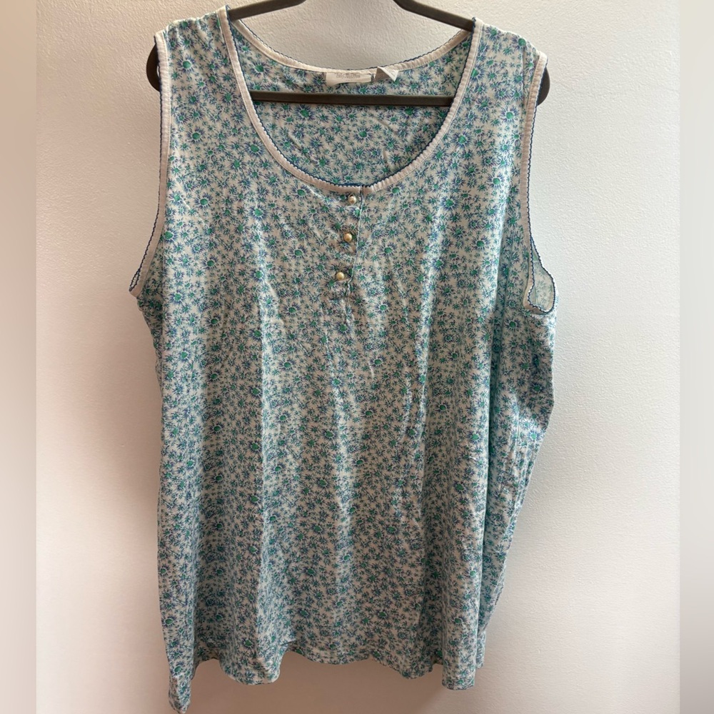 Basic Editions Short Blue Floral Nightie 3X
